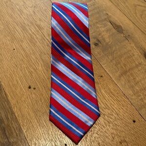 Canterbury Silk Rep Miltary Stripe Blue Red Gold Hand Made Tie
